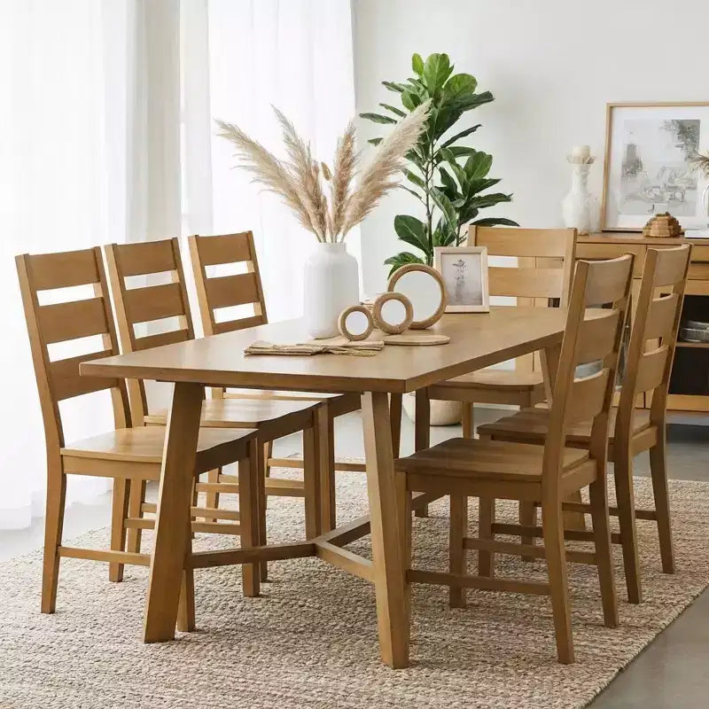 Sedie da pranzo con schienale a pioli in legno massiccio 47 L 56 P 96,5 H