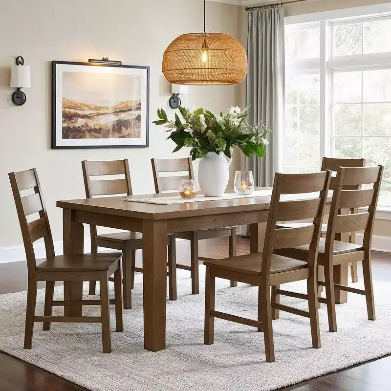 Sedie da pranzo con schienale a pioli in legno massiccio 47 L 56 P 96,5 H