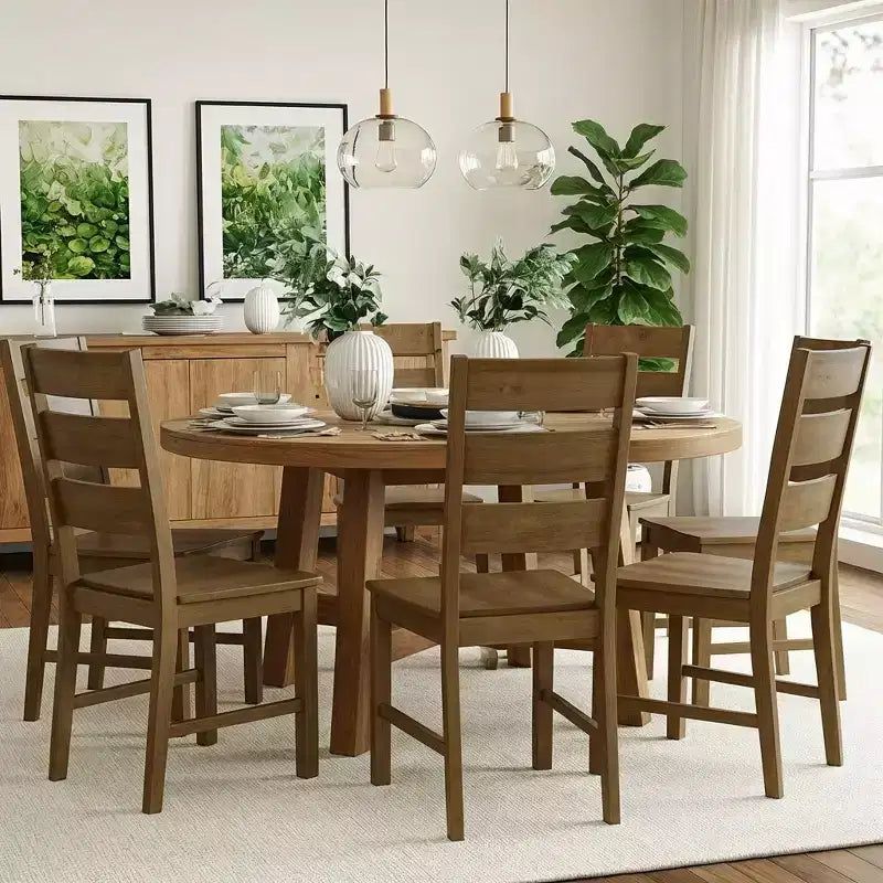 Sedie da pranzo con schienale a pioli in legno massiccio 47 L 56 P 96,5 H