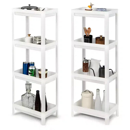 Costway 2PCS 4 Tier Slim Storage Cart Detachable Kitchen Organizer Utility Cart