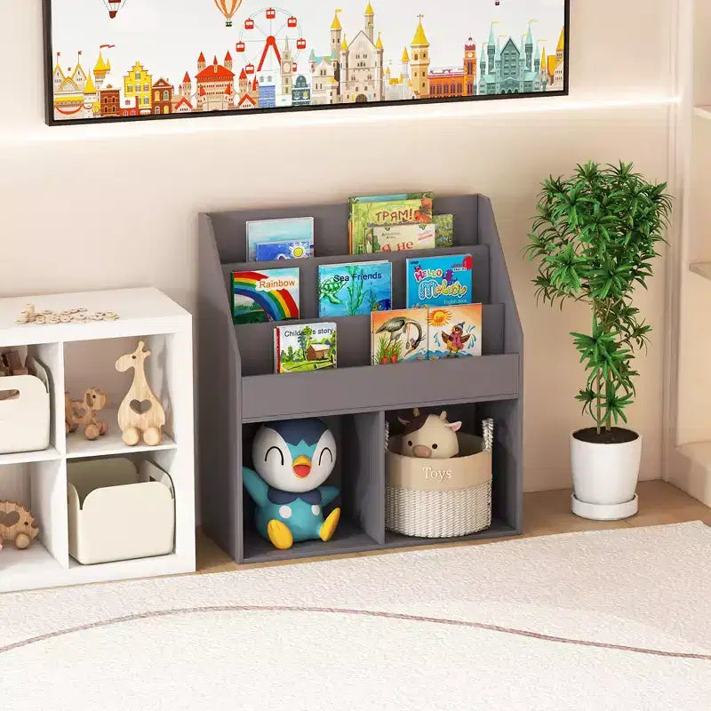 Libreria per bambini in legno Scaffale portaoggetti mobile per giocattoli organizer