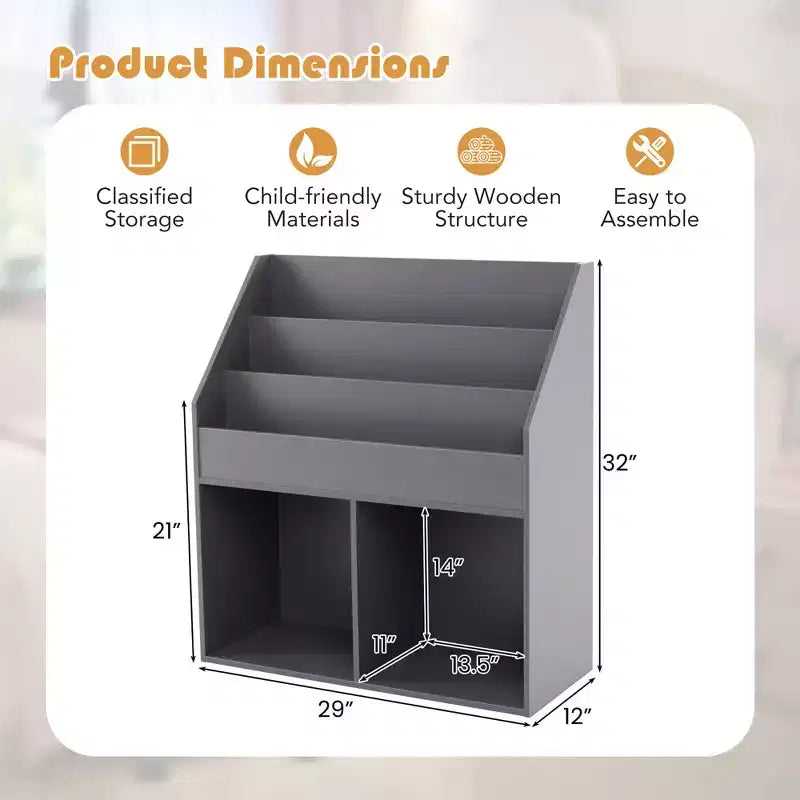Libreria per bambini in legno Scaffale portaoggetti mobile per giocattoli organizer