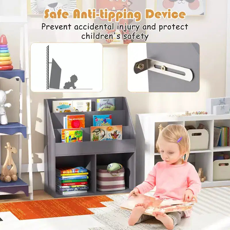 Libreria per bambini in legno Scaffale portaoggetti mobile per giocattoli organizer