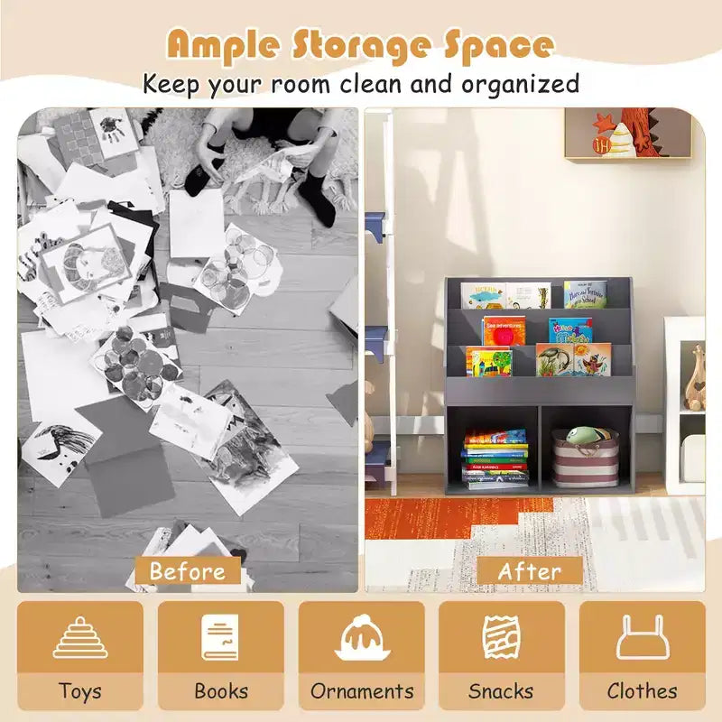 Libreria per bambini in legno Scaffale portaoggetti mobile per giocattoli organizer