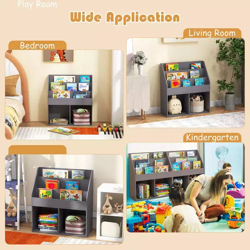 Libreria per bambini in legno Scaffale portaoggetti mobile per giocattoli organizer