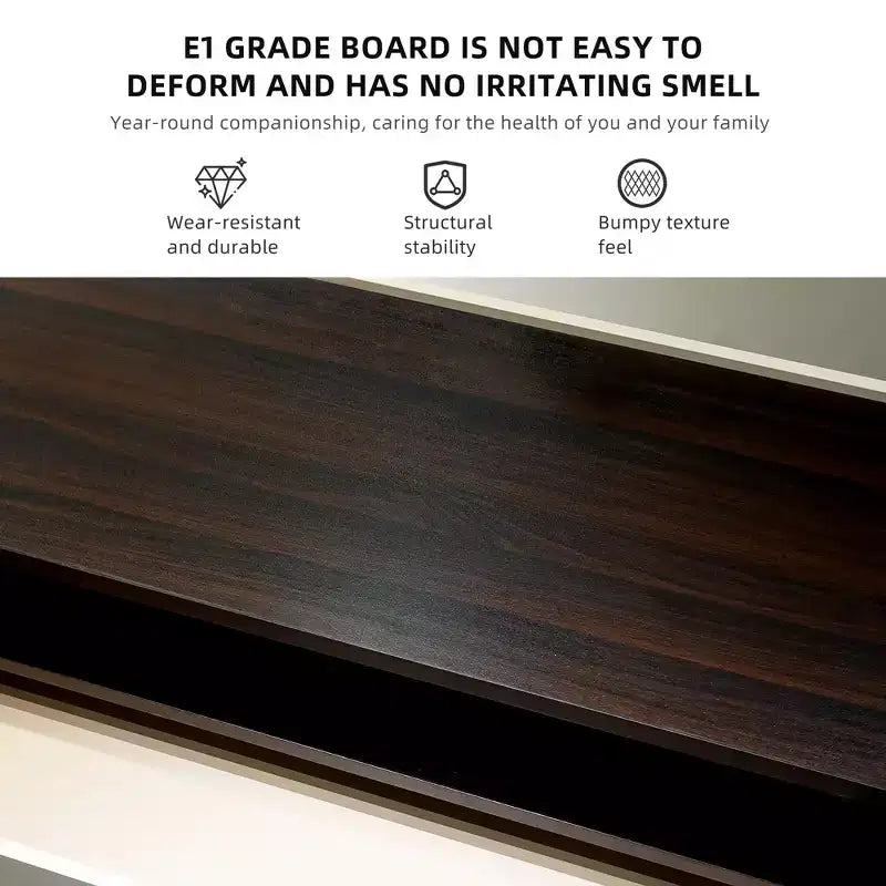 Cassettiera moderna a 3 cassetti da 120 cm con ripiano aperto per camera da letto, soggiorno, mobile console multimediale bicolore crema e legno scuro
