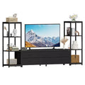 TV Stands Dresser with 6 Fabric Drawers, Large Entertainment Center with 2 Industrial 4-Tier Storage Shelves, Modern TV Console Cabinet