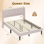 Struttura Letto Queen Size in Velluto Olandese / Lino Imbottita con Testiera ad Ali