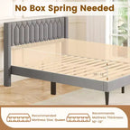 Struttura Letto Queen Size in Velluto Olandese / Lino Imbottita con Testiera ad Ali