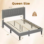 Struttura Letto Queen Size in Velluto Olandese / Lino Imbottita con Testiera ad Ali