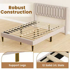 Struttura Letto Queen Size in Velluto Olandese / Lino Imbottita con Testiera ad Ali