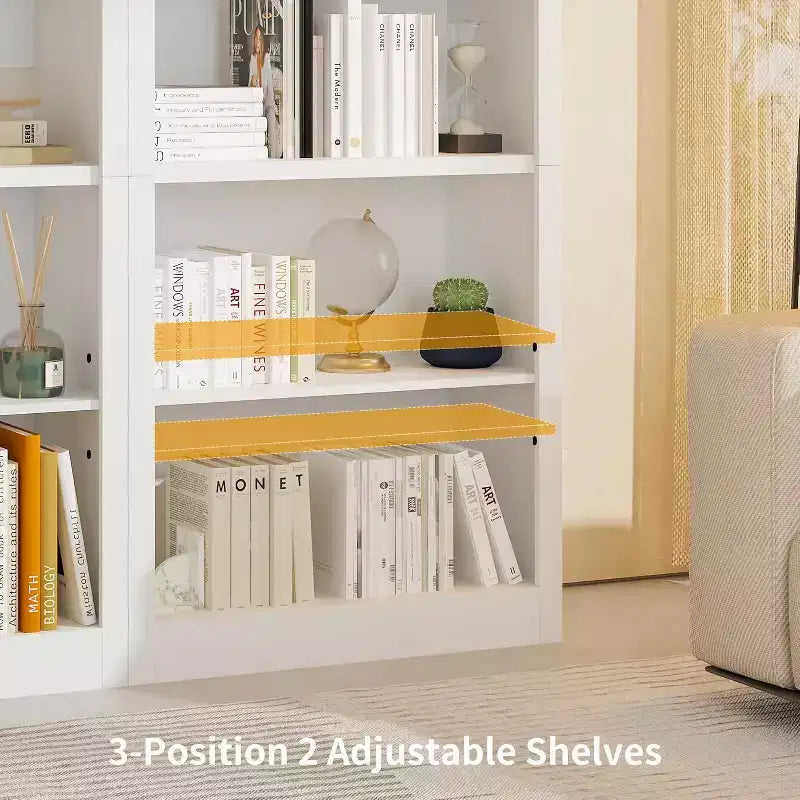 Libreria alta 180 cm, scaffale in legno a 5 ripiani, contenitore aperto, libreria moderna bianca, scaffali espositivi da terra per soggiorno