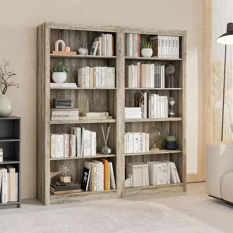 Libreria alta 180 cm, scaffale in legno a 5 ripiani, contenitore aperto, libreria moderna bianca, scaffali espositivi da terra per soggiorno