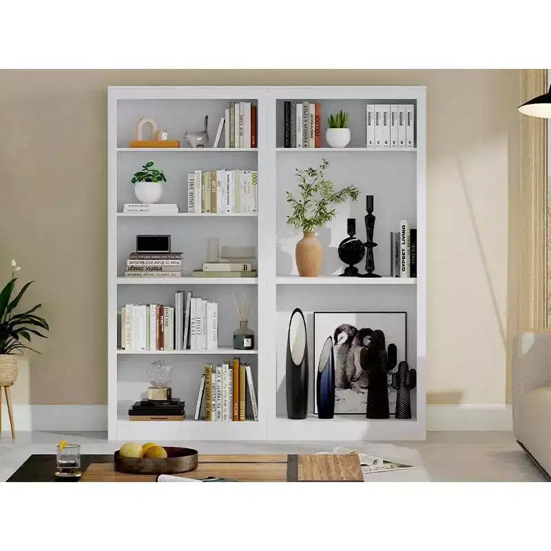 Libreria alta 180 cm, scaffale in legno a 5 ripiani, contenitore aperto, libreria moderna bianca, scaffali espositivi da terra per soggiorno
