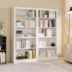 Libreria alta 180 cm, scaffale in legno a 5 ripiani, contenitore aperto, libreria moderna bianca, scaffali espositivi da terra per soggiorno