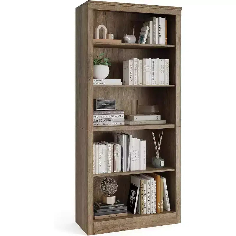 Libreria alta 180 cm, scaffale in legno a 5 ripiani, contenitore aperto, libreria moderna bianca, scaffali espositivi da terra per soggiorno