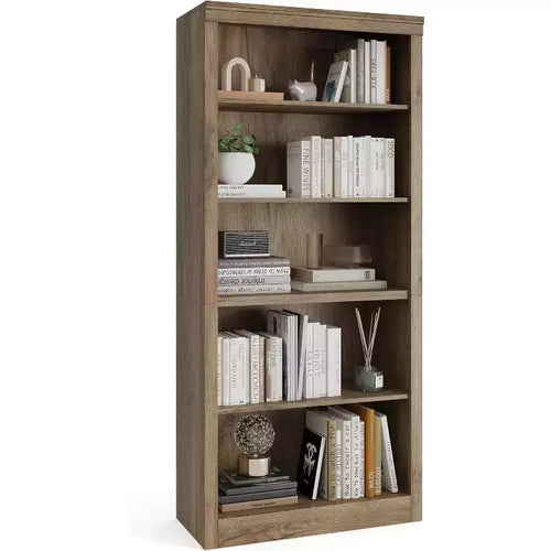 Libreria alta 180 cm, scaffale in legno a 5 ripiani, contenitore aperto, libreria moderna bianca, scaffali espositivi da terra per soggiorno
