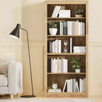 Libreria alta 180 cm, scaffale in legno a 5 ripiani, contenitore aperto, libreria moderna bianca, scaffali espositivi da terra per soggiorno