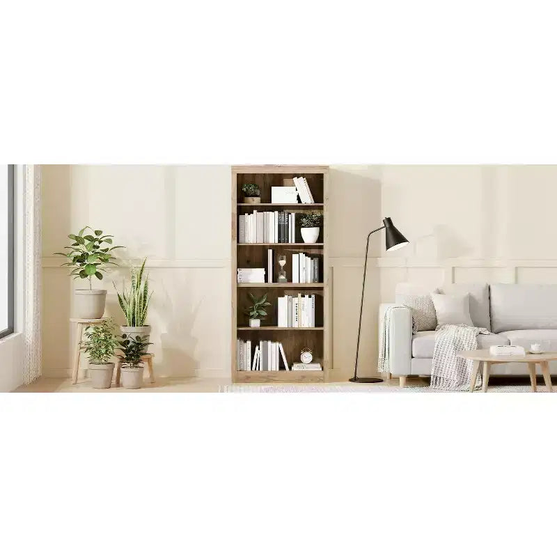 Libreria alta 180 cm, scaffale in legno a 5 ripiani, contenitore aperto, libreria moderna bianca, scaffali espositivi da terra per soggiorno