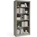 Libreria alta 180 cm, scaffale in legno a 5 ripiani, contenitore aperto, libreria moderna bianca, scaffali espositivi da terra per soggiorno