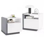 Costway Nightstands Set of 2 Modern Minimalist Bed Side Table w/ Open Compartment
