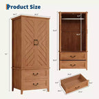 Mobile contenitore alto a V da 71 pollici con 2 ante e cassetti, armadio rustico in legno grande stile farmhouse, marrone rustico