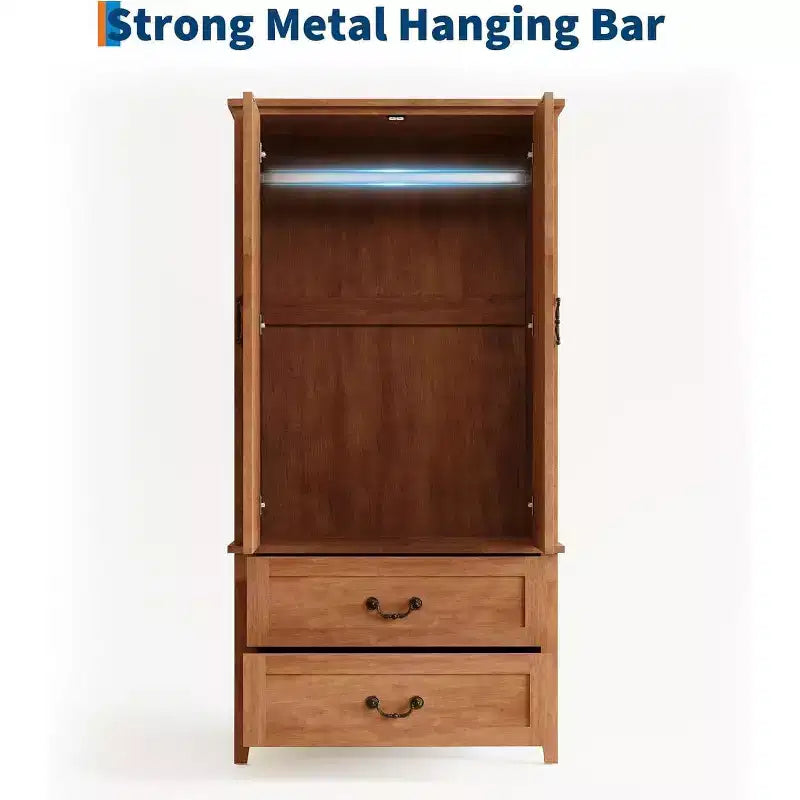 Mobile contenitore alto a V da 71 pollici con 2 ante e cassetti, armadio rustico in legno grande stile farmhouse, marrone rustico