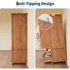 Mobile contenitore alto a V da 71 pollici con 2 ante e cassetti, armadio rustico in legno grande stile farmhouse, marrone rustico