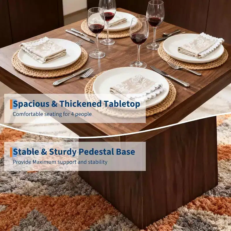 Tavolo da Pranzo Quadrato per Quattro Persone da 80 cm, Stile Moderno, Base in Legno, Adatto per Sale da Pranzo, Soggiorni e Appartamenti