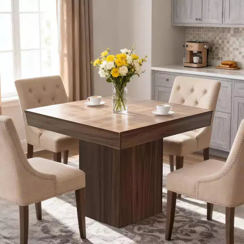 Tavolo da Pranzo Quadrato per Quattro Persone da 80 cm, Stile Moderno, Base in Legno, Adatto per Sale da Pranzo, Soggiorni e Appartamenti