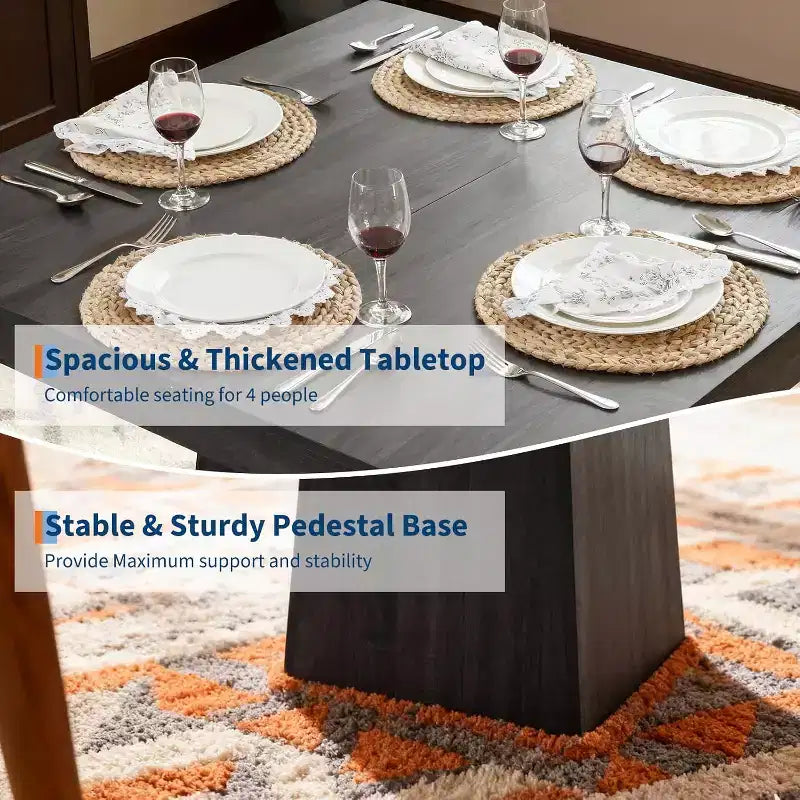 Tavolo da Pranzo Quadrato per Quattro Persone da 80 cm, Stile Moderno, Base in Legno, Adatto per Sale da Pranzo, Soggiorni e Appartamenti