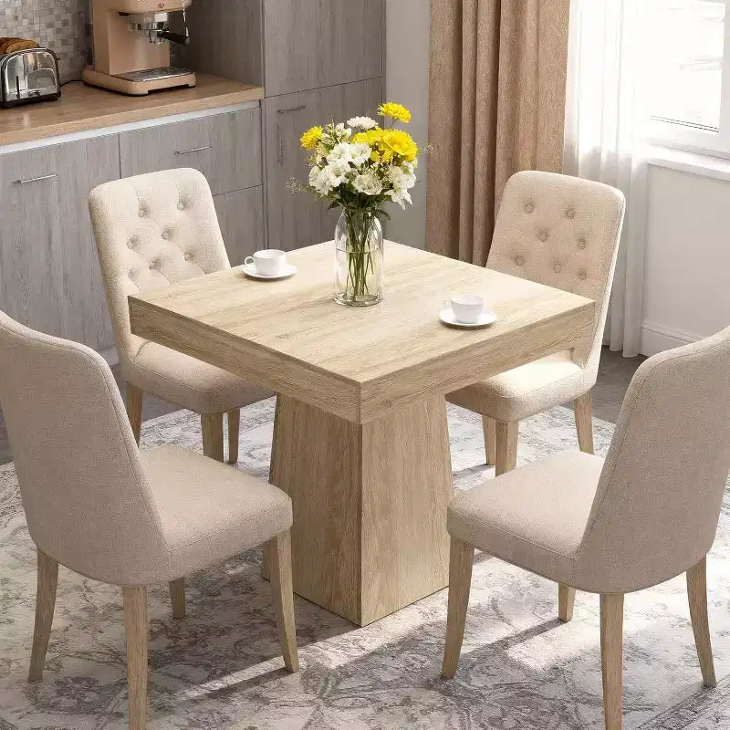 Tavolo da Pranzo Quadrato per Quattro Persone da 80 cm, Stile Moderno, Base in Legno, Adatto per Sale da Pranzo, Soggiorni e Appartamenti