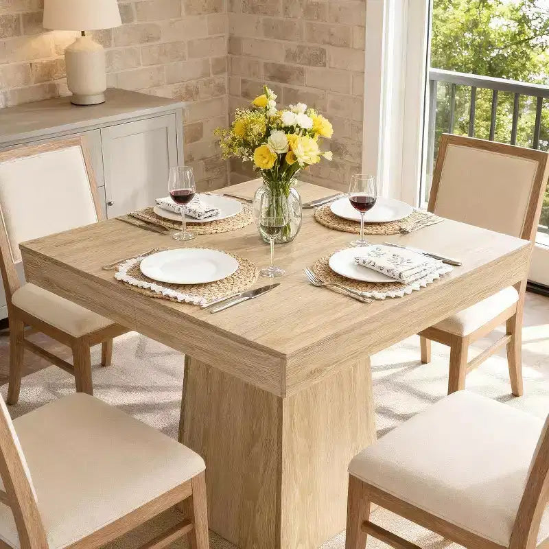 Tavolo da Pranzo Quadrato per Quattro Persone da 80 cm, Stile Moderno, Base in Legno, Adatto per Sale da Pranzo, Soggiorni e Appartamenti