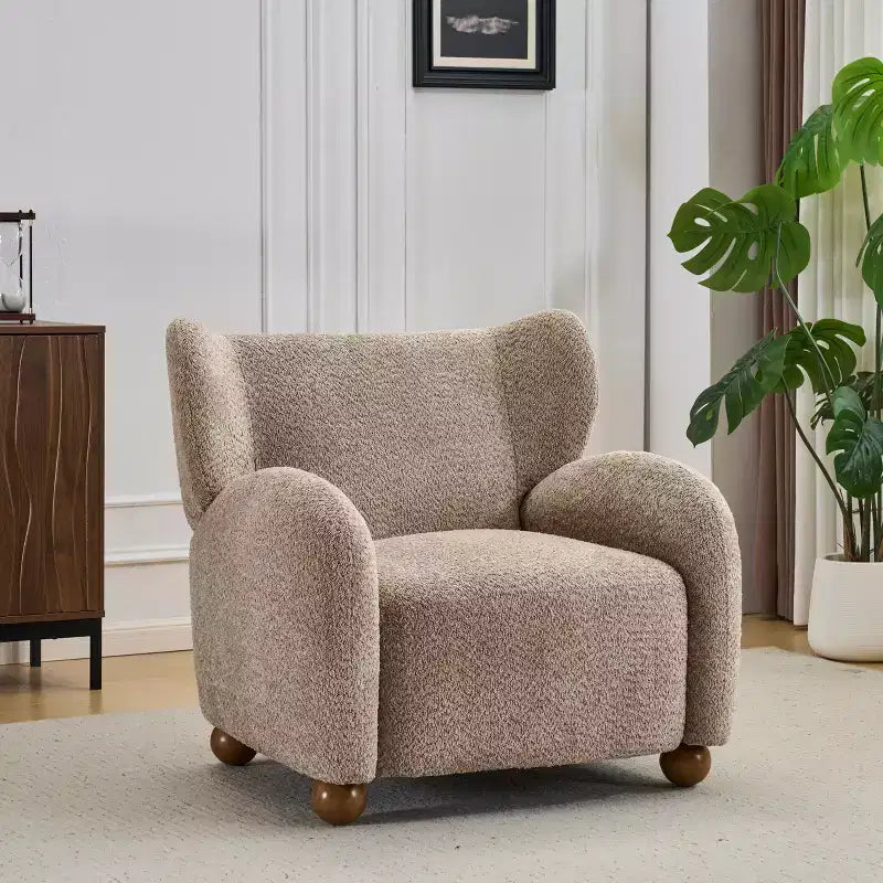 Christopher Knight Home Greer Sedia a pozzetto imbottita moderna in legno con schienale ad ali