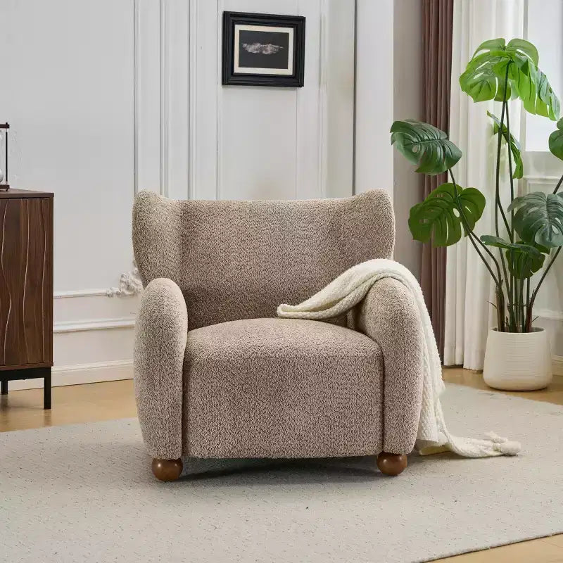Christopher Knight Home Greer Sedia a pozzetto imbottita moderna in legno con schienale ad ali