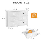 Comò a 6 cassetti per camera da letto, Comò grande con cassetti profondi e maniglie in metallo, Cassettiera moderna in legno per ingresso, corridoio