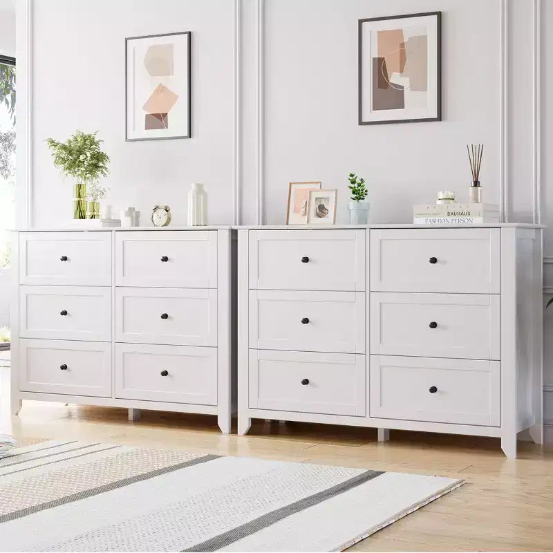 Comò a 6 cassetti per camera da letto, Comò grande con cassetti profondi e maniglie in metallo, Cassettiera moderna in legno per ingresso, corridoio