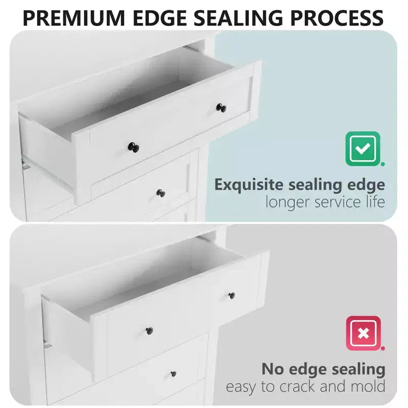 Comò a 6 cassetti per camera da letto, Comò grande con cassetti profondi e maniglie in metallo, Cassettiera moderna in legno per ingresso, corridoio