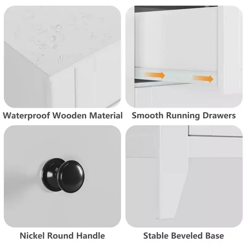Comò a 6 cassetti per camera da letto, Comò grande con cassetti profondi e maniglie in metallo, Cassettiera moderna in legno per ingresso, corridoio