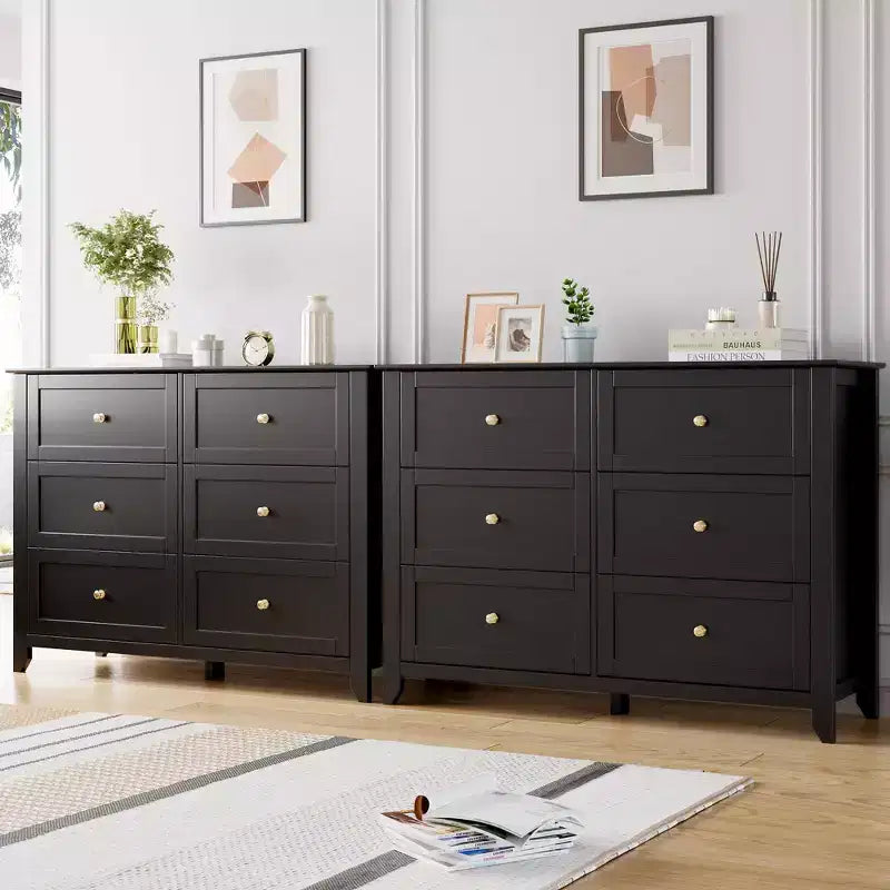Comò a 6 cassetti per camera da letto, Comò grande con cassetti profondi e maniglie in metallo, Cassettiera moderna in legno per ingresso, corridoio