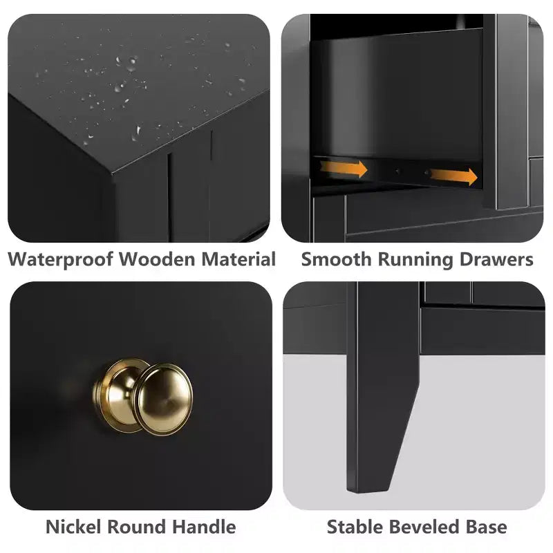 Comò a 6 cassetti per camera da letto, Comò grande con cassetti profondi e maniglie in metallo, Cassettiera moderna in legno per ingresso, corridoio