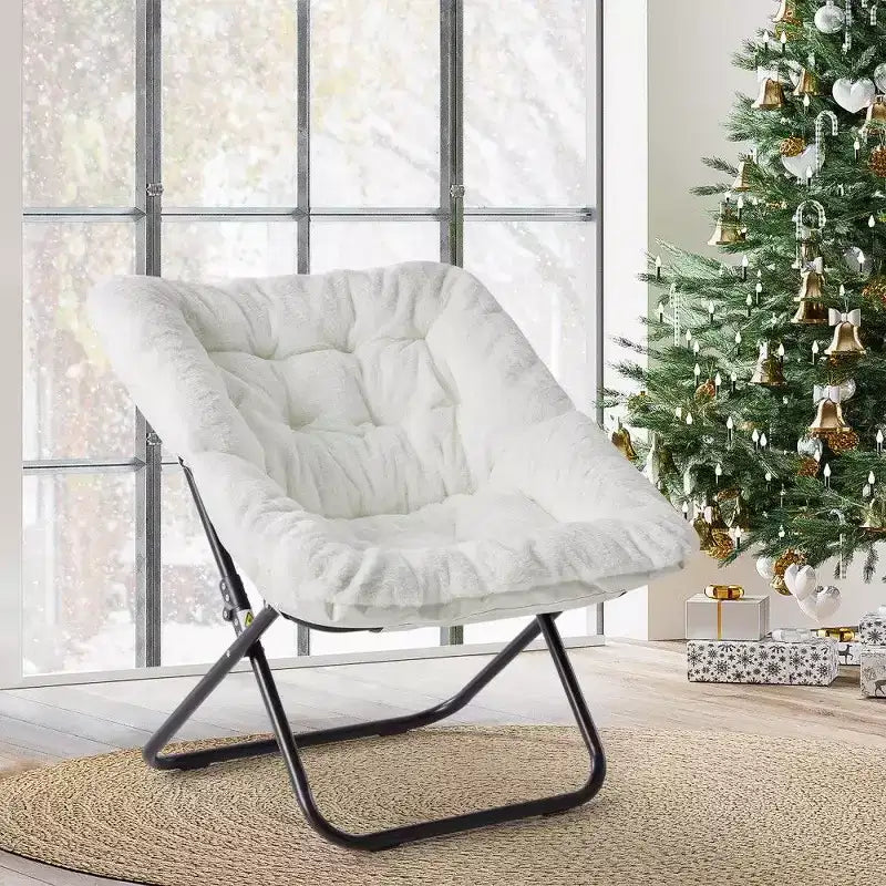 Poltrona Accent Grande in Ecopelliccia, Sedia Pieghevole da Salotto con Seduta Imbottita per Camera da Letto e Soggiorno