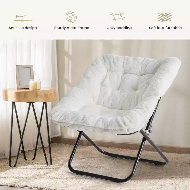 Poltrona Accent Grande in Ecopelliccia, Sedia Pieghevole da Salotto con Seduta Imbottita per Camera da Letto e Soggiorno