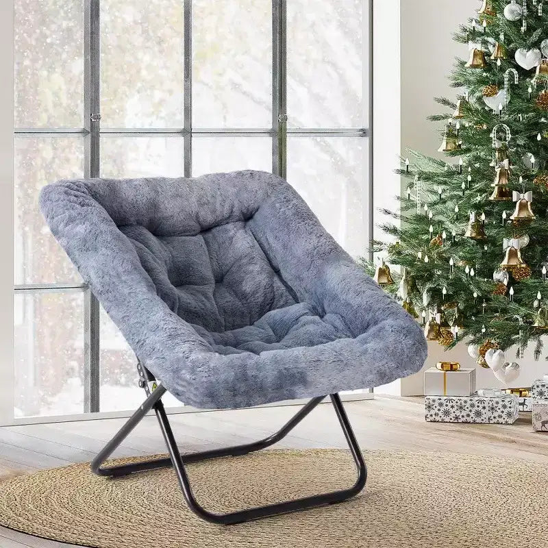 Poltrona Accent Grande in Ecopelliccia, Sedia Pieghevole da Salotto con Seduta Imbottita per Camera da Letto e Soggiorno