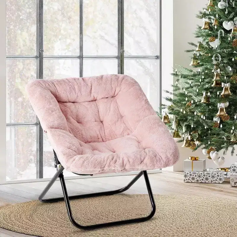 Poltrona Accent Grande in Ecopelliccia, Sedia Pieghevole da Salotto con Seduta Imbottita per Camera da Letto e Soggiorno