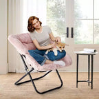 Poltrona Accent Grande in Ecopelliccia, Sedia Pieghevole da Salotto con Seduta Imbottita per Camera da Letto e Soggiorno