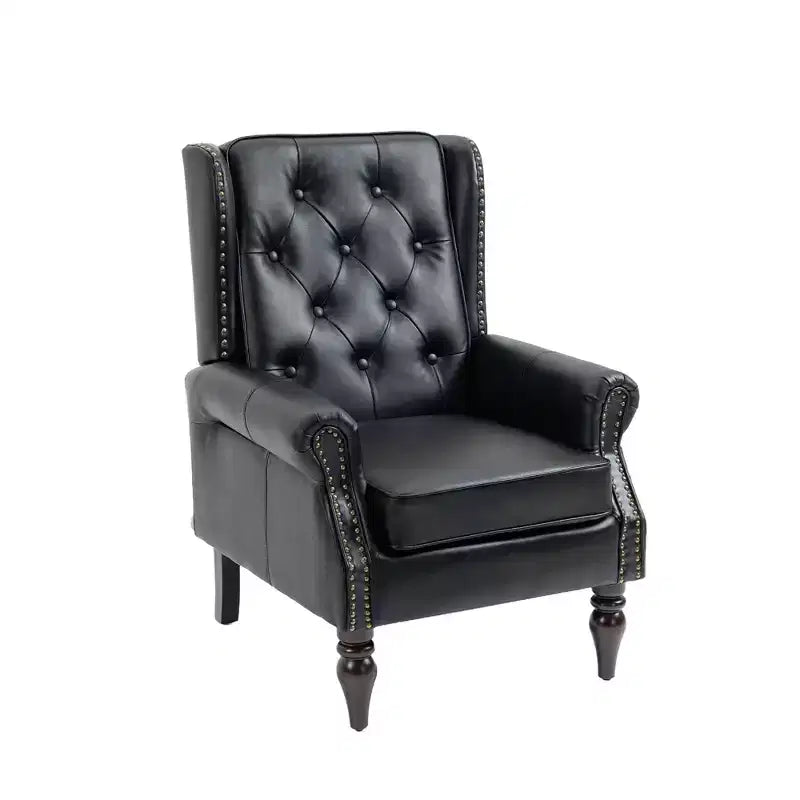 Poltrona con struttura in legno, Gambe robuste in legno, Soggiorno Camera da letto, PU nero