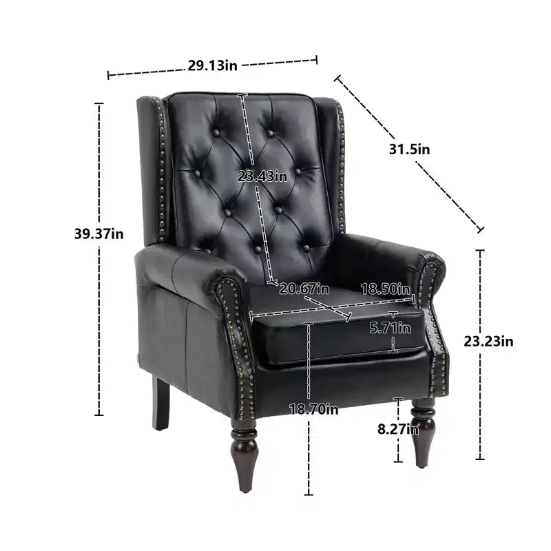 Poltrona con struttura in legno, Gambe robuste in legno, Soggiorno Camera da letto, PU nero