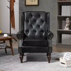 Poltrona con struttura in legno, Gambe robuste in legno, Soggiorno Camera da letto, PU nero