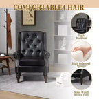 Poltrona con struttura in legno, Gambe robuste in legno, Soggiorno Camera da letto, PU nero